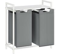 Cesta de ropa Famanu con 2 compartimentos – Clasificador de ropa con bolsas de lavado extraíbles – Blanco – 2 x 46 litros