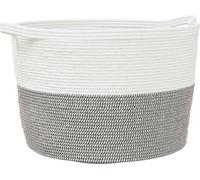 Cesta de ropa gris y blanca, Ø60x36 cm, de algodón (vidaXL)