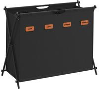 Cesta de ropa plegable de 155 litros - Caja de lavandería con 4 compartimentos - Estructura en forma de X - Fabricada en tela Oxford - Incluye 5 etiquetas