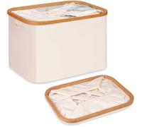 Cesta de ropa plegable de 50 litros, hecha de bambú, color beige