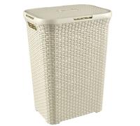 Curver Hamper Style- Baúl para la Colada con Tapa 60L, Cesto de Ropa, 45x34x62 cm, Blanco