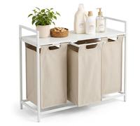 Cesta de ropa Relaxdays con espacio de almacenamiento, 3 compartimentos extraíbles para ropa, cada uno con capacidad de 40 litros, fabricada en tela, con dimensiones de 73 x 92,5 x 33 cm, en color bla