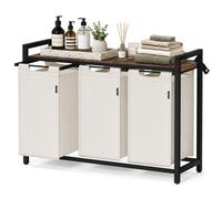 Cesta de ropa Roxlin con 3 compartimentos – Recolector de ropa con tapa y espacio de almacenamiento – Clasificador de ropa de metal – Organizador de ropa sucia para baño, dormitorio
