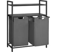 Cesta de ropa Vasagle, separador de ropa con 2 bolsas extraíbles y removibles, 2 estantes, capacidad de 46 litros por bolsa, ideal para el cuarto de lavado
