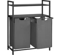 Cesta de ropa Vasagle, separador de ropa con 2 bolsas extraíbles y removibles, 2 estantes, capacidad de 46 litros por bolsa, ideal para el cuarto de lavado