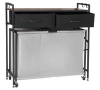 Cesta de ropa VEVOR, organizador de ropa con 3 compartimentos y tablero de madera, separador de ropa con ruedas, 2 cajones y ganchos, sistema de clasificación de ropa para ropa sucia, ideal para el ba