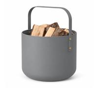 Cesta metálica para leña LIVLIG, Cesta para leña con asa | Gran cesta para leña de 36 x 44 cm, cesta de leña como accesorio para chimenea, cesta de almacenamiento con aspecto mate