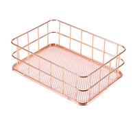 Cesta Organizadora Metálica, Cesta de Almacenaje Rejilla de Alambre Cesta Organizadora de Maquillaje Multifuncional Rejilla de Alambre Organizador de Escritorio para Casa y Oficina (Grande, Rosa)