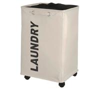 Cesta organizadora para ropa sucia WENKO, con compartimentos, para baño, 79 litros, color beige