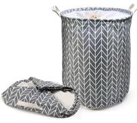 Cesta organizadora para ropa Unyqoos®, cesta redonda plegable de algodón reforzado e impermeable, ideal para guardar y transportar, con asa