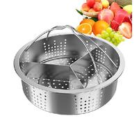 Cesta para cocinar al vapor, acero inoxidable, triple separador, accesorio de cocina, cesta de malla, estante para cocinar albóndigas de mariscos y verduras, con dos asas para cocinar al vapor rápido