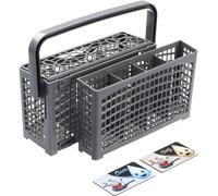 Cesta para cubiertos Ibzenoa® para lavavajillas, color gris. Fabricada en plástico libre de BPA, con 7 compartimentos, resistente al calor hasta 80°C. Dimensiones: 23 x (8,5+4,5) x 13,5 cm (sin asa) /