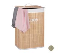 Cesta para la ropa de relaxdays, de bambú, con forma rectangular