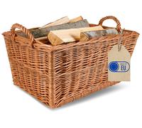 Cesta para leña de Creative Home, cesta de mimbre para leña, 47 x 33 x 30 cm