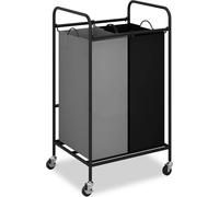 Cesta para ropa – Clasificador de ropa de 2 compartimentos – Bolsas extraíbles de 2 x 40 litros – Ruedas giratorias de 360° – Estructura robusta – Poliéster – Uso versátil – Bronce