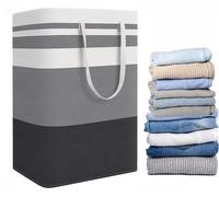 Cesta plegable Unyqoos® de 75 litros – algodón y lino, revestimiento interior impermeable de PEVA, asas dobles reforzadas, estructura metálica autoportante