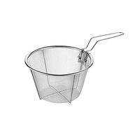 Cesta redonda de alambre de acero inoxidable, cesta plegable con asa, herramientas de cocina de metal (18 cm)