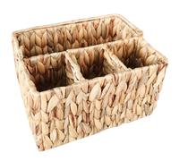Cesta Tejida de Fibra Natural con Asa y Compartimentos para Cubiertos