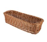 Cesta Tejida de Imitación de Ratán Plástico, para Cubiertos, Marrón | Cesta de Mimbre, Cesta Almacenaje Pequeña, Bandeja para Hotel y Comedor, Diseño Artesanal Resistente