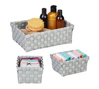 Cestas de almacenaje tejidas set de 3 Cestas de baño gris Cajas organizadoras