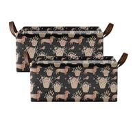 Cestas de almacenamiento para estantes, asas de transporte, organizadoras | Plegable de 16.9 x 11.9 x 7.7 pulgadas para un fácil almacenamiento en armario, lavandería, baño, gabinetes