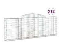 Cestas de gaviones 12 uds forma arco hierro 300x30x100/120 cm
