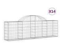 Cestas de gaviones 14 uds forma de arco hierro 200x30x60/80 cm