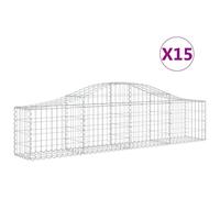 Cestas de gaviones 15 uds forma de arco hierro 200x30x40/60 cm
