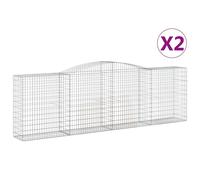 Cestas de gaviones 2 uds forma de arco hierro 400x50x120/140 cm