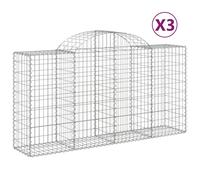 Cestas de gaviones 3 uds forma de arco hierro 200x50x100/120cm