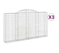 Cestas de gaviones 3 uds forma de arco hierro 300x30x160/180 cm