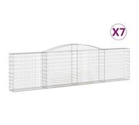 Cestas de gaviones 7 uds forma de arco hierro 400x30x100/120 cm