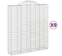 Cestas de gaviones 9 uds forma de arco hierro 200x50x220/240 cm