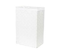 Cesto de almacenaje para ropa de forma cuadrada con tapa. Modelo "Stan". Material. Hilo trenzado. Color blanco. Tamaño: 25 x 38 x 60 cm. RAN6893
