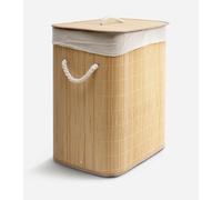 Cesto de Bambú con Tapa para la Ropa Sucia Compartimento Cubo Colada Lavanderia Plegable con Asa de Cuerda Cesta de Almacenamiento Organizador Cubierta Bolsa Extraíble Laundry Basket