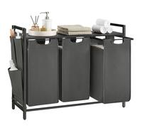 VASAGLE Cesto Ropa Sucia, 3 Compartimentos con Estante, 120 L | Cestas de Almacenaje, Bolsas Extraíbles de Tela Oxford, 87.7 x 33 x 72 cm, Colección BRENTA BLH301G01