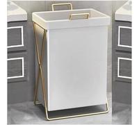 Cesto De Ropa Independiente, Cesta Grande Impermeable con Estructura Metálica, Contenedor Alto para Ropa con Asas para Dormitorio, Baño, Residencia Estudiantil Y Gray Golden Frame