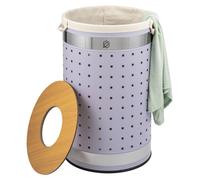 Cesto de ropa redondo Eluno, cesta de lavandería, cesto de ropa con bolsa lavable y tapa extraíble, capacidad de 50 litros para dormitorio, baño, almacenamiento de ropa de metal, lila