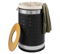 Cesto de ropa redondo Eluno, cesta de lavandería, cesto de ropa con bolsa lavable y tapa extraíble, capacidad de 50 litros para dormitorio, baño, almacenamiento de ropa de metal,
