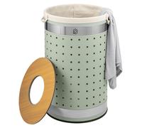 Cesto de ropa redondo Eluno, cesta de lavandería, cesto de ropa con bolsa lavable y tapa extraíble, capacidad de 50 litros para dormitorio, baño, almacenamiento de ropa de metal, menta