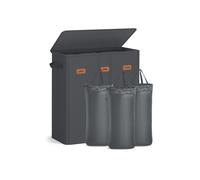 SONGMICS Cesto de Ropa Sucia con 3 Compartimentos, 160 L, Tapa, 5 Etiquetas, Bolsa Interior Extraíble y Lavable, Lavadero, Gris Oscuro RLH013G01