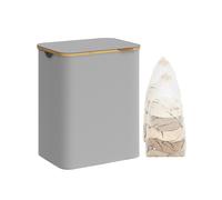 SONGMICS Cesto de Ropa Sucia con Tapa, Gran Cesta Colada de 2 Secciones, 130 L, Forro de Malla Extraíble, Tejido Oxford, Asas Bambú, Plegable, 52 x 38,5 x 70,5 cm, Gris Paloma LCB513G01