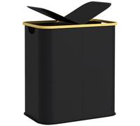 Cesto de ropa sucia plegable doble HOMCOM de 80 L con tapa, asas con ranuras, bandeja para ropa sucia para baño, dormitorio, cuarto de lavado, color negro