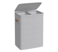 SONGMICS Cesto para la Ropa Sucia, Bolsa de Basura de 170 L, 2 Compartimentos, Fácil Montaje, con Asas para la Tapa, Bolsa Interior Extraíble, 56 x 40 x 75 cm, Gris Paloma LCB813G01