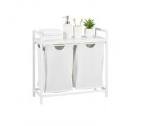 Relaxdays Cesto para ropa sucia con 2 sacos blanco,gris
