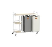 Cesto para Ropa Sucia 100 L Beige Natural, Gris Paloma y Blanco Crema