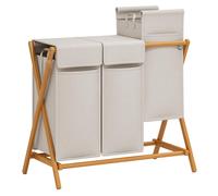 Cesto para ropa sucia 3 compartimentos cesto para ropa sucia de bambú sistema de clasificación de ropa sucia cestos para ropa sucia en forma de X clasificador de ropa sucia 150 L gris claro