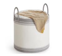 SONGMICS Cesto para Ropa Sucia, Cesta Ropa Sucia 90 L, Cesto Almacenaje con Tapa, Cuerda de Algodón, con Asa, Cordón, para Ropa, Mantas, Salón, Dormitorio, 50 x 50 x 46 cm, Gris Paloma RLH090G01