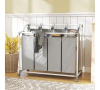 Cesto para Ropa Sucia HOMCOM con 4 Ventiladores Manuales, Recolector de Ropa Sucia de 160 L con Ruedas, Bolsa de Ropa Sucia Extraíble, Cestas para Ropa Sucia, Caja para Ropa Sucia, Clasificador de
