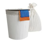 Cesto para ropa sucia Relaxdays con tapa, bambú, 80 l, plegable, (alto x ancho x fondo): 60 x 36 x 36, esquinero, blanco